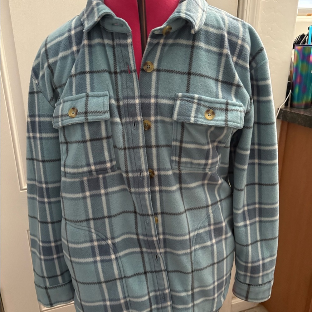 O'Neill Light Blue Plaid Fleece Jacket